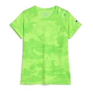 ✨Champion Women's‎ Essentials Double Dry V Neck Tee, Green Camouflage, Size 2X